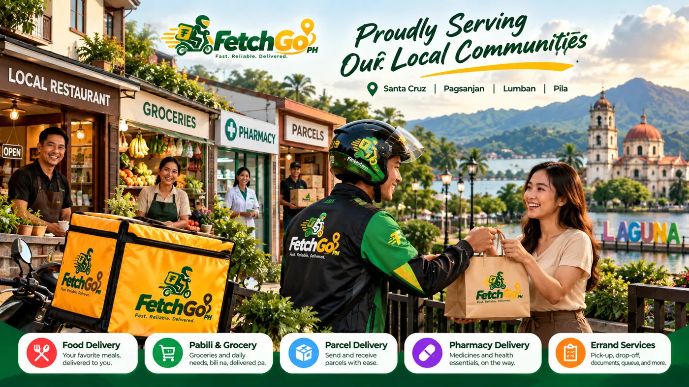 FetchGo PH local delivery serving communities and businesses in Santa Cruz, Pagsanjan, Lumban, and Pila Laguna