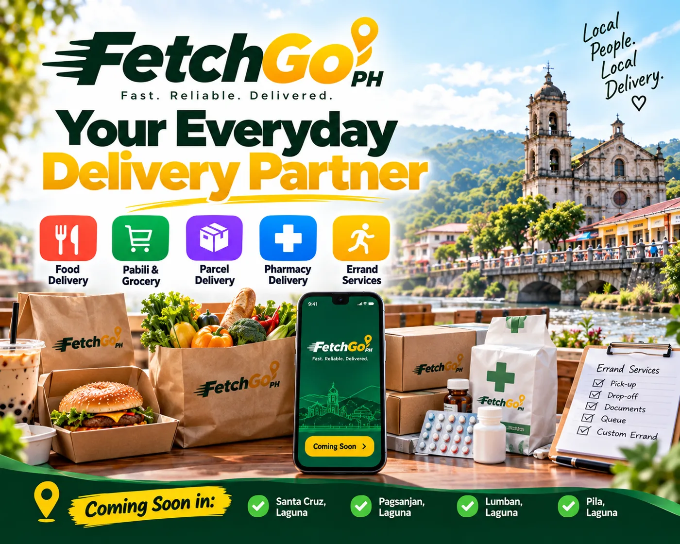 FetchGo PH local delivery service for food groceries parcels pharmacy and errands in Laguna